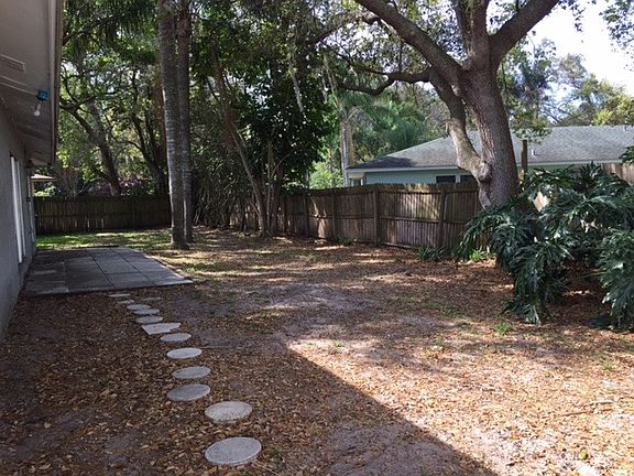 private fenced backyard