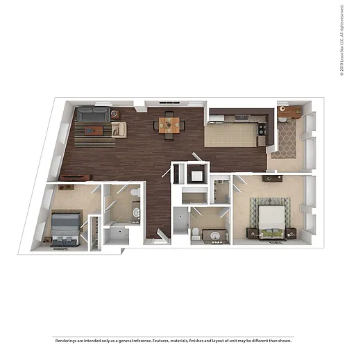 Floor plan Two Bed Two Bath Den