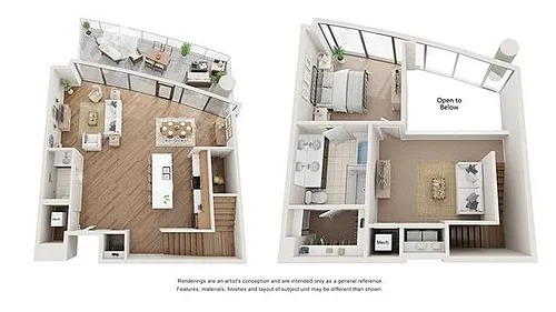 Floor plan 1 BR x 1 BA Garden Loft - A