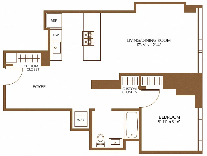 Floor plan 1 Bed 1 Bath