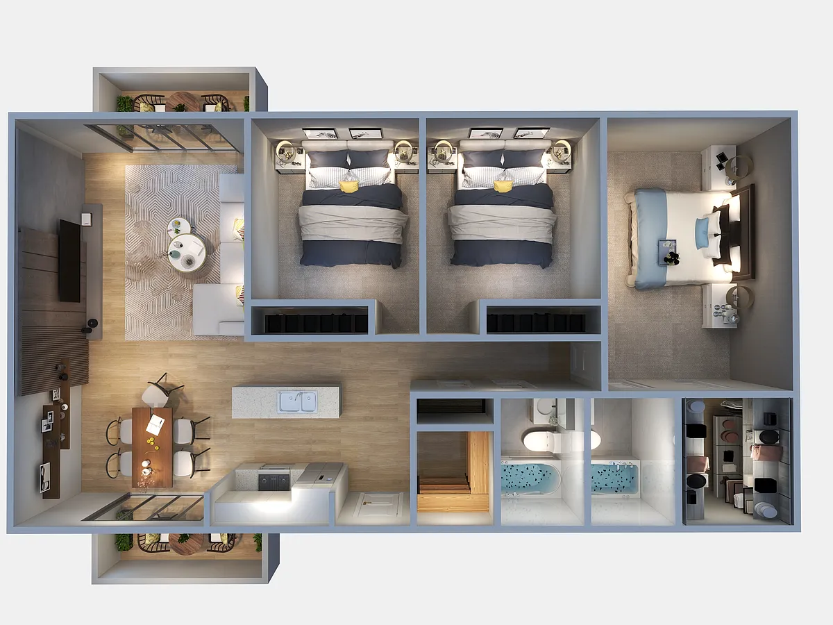 Floor plan 3 bedroom 2 bath Renovated DNSTRS MKT