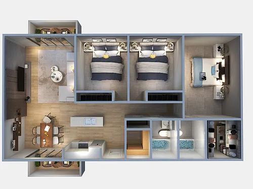 Floor plan 3 bedroom 2 bath MKT DNSTR