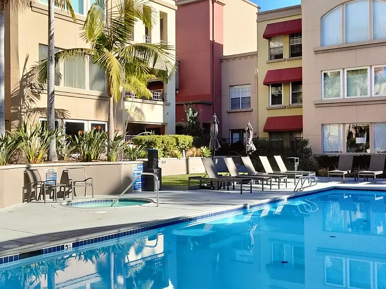 Sunny centrally located salt water pool with adjacent spa...all very close to the condo.