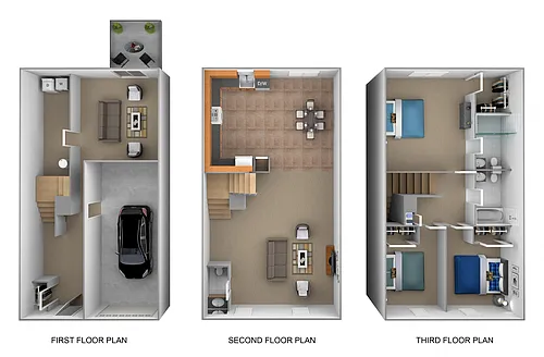 Floor plan 3 Bedrooms 2.5 Bath with Garage
