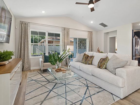 Great room with vaulted ceiling