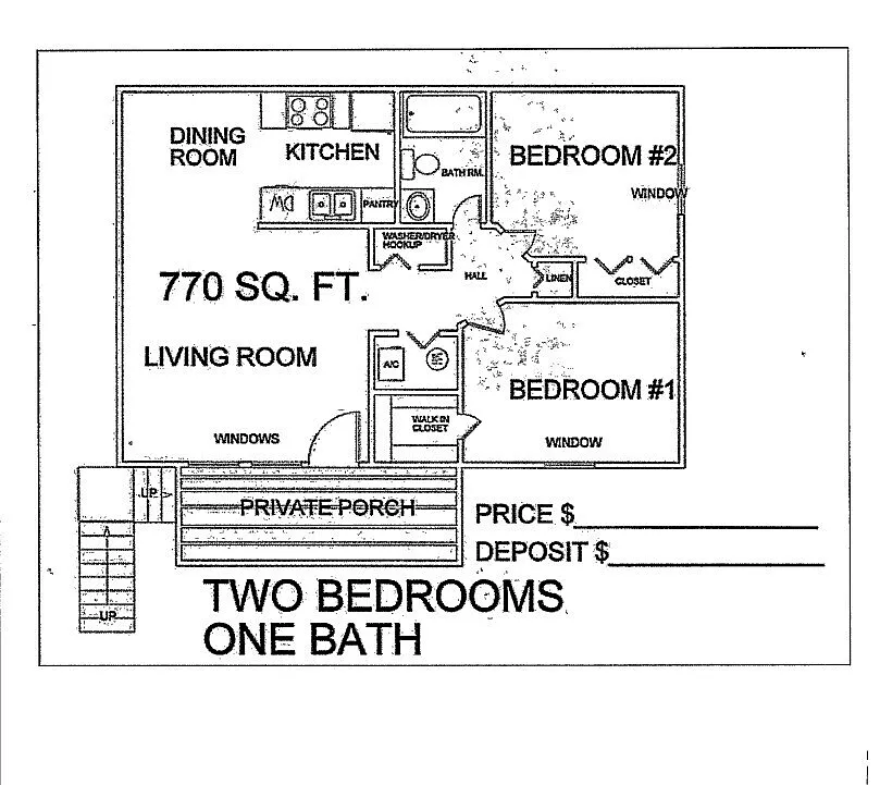 Floor plan 2BD 1BA DOWN