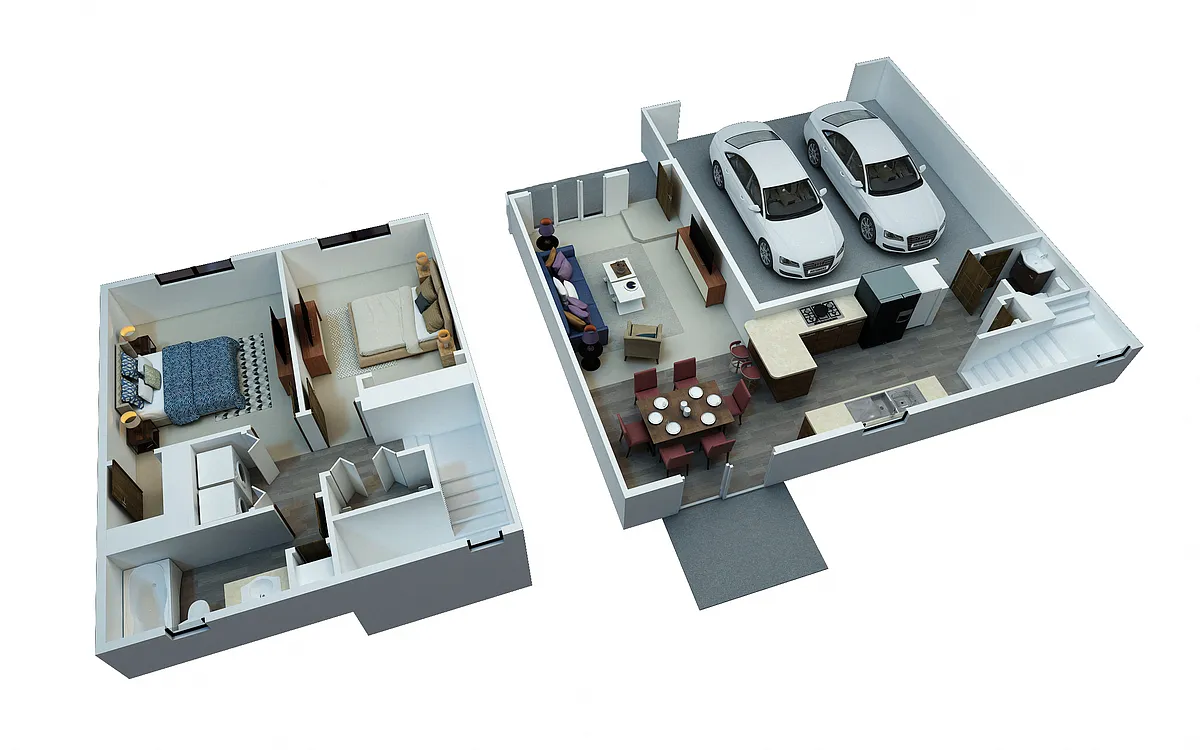 Floor plan Townhome Style 2 Bedrooms 1.5 Bathrooms