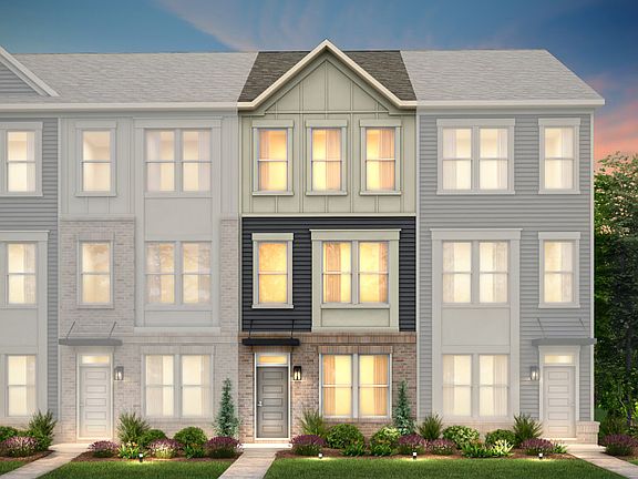 Evans Exterior 2 features siding, brick, covered front door and 1-car tandem rear load garage