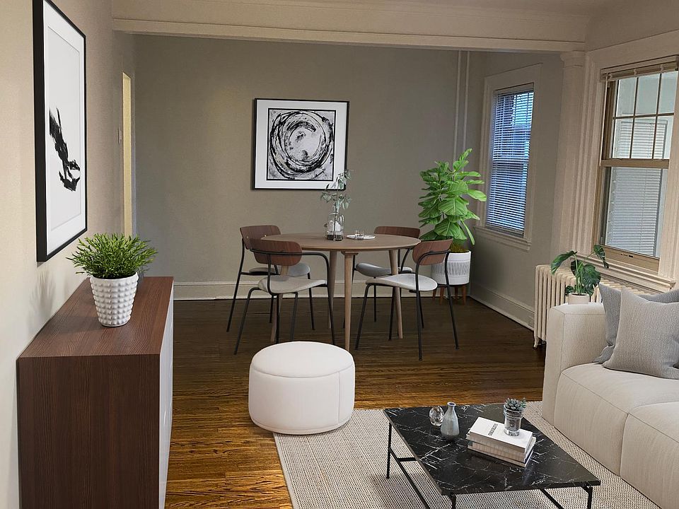 Virtually staged Living/Dining Room