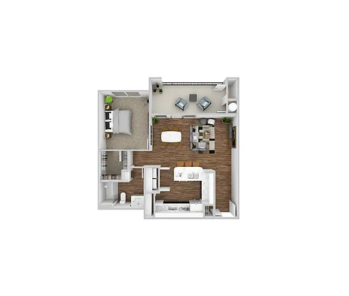 Floor plan One Bedroom - Miller