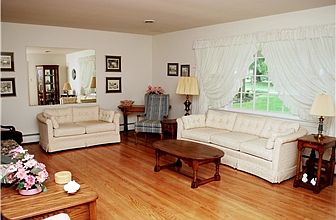 Gleaming hardwood floors in the living room