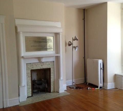 Living Room with decorative fireplace