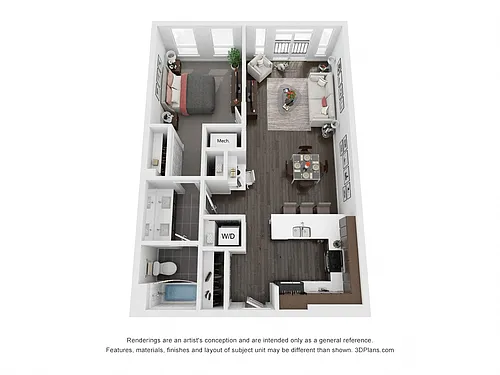 Floor plan 1 Bedroom B