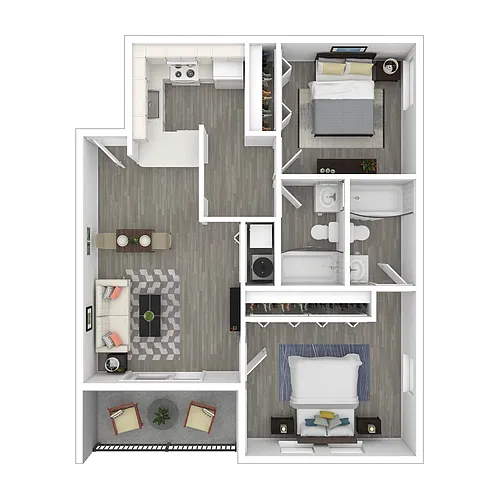 Floor plan 2 Bed 2 Bath 2A