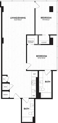 Floor plan 2 Bed-2 Bath-2S Alchemy