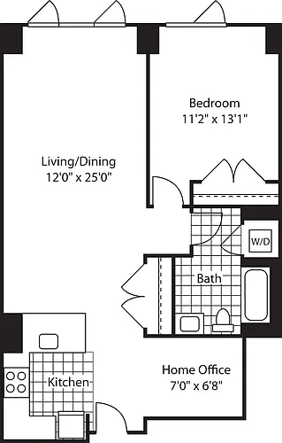 Floor plan 1 Bed (North)- 862