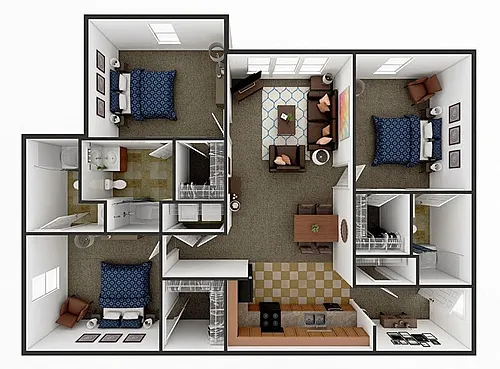 Floor plan Three bedroom Three bath