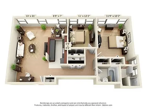 Floor plan Bromley 2 Bed 2 Bath