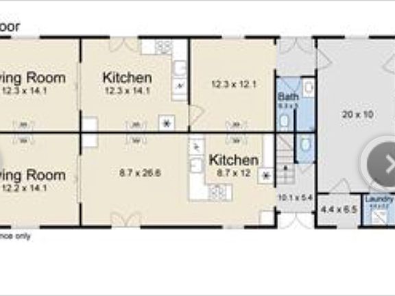 919 lower section of floor plan with stairs to bedrooms1/4 b