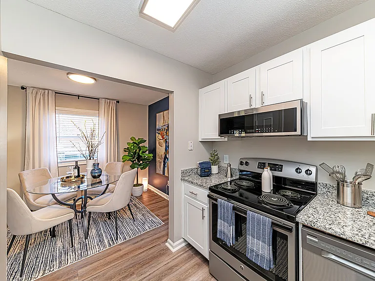 Kitchen with granite counters and stainless appliances
