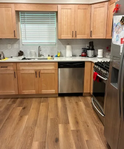 New flooring and cabinetry.