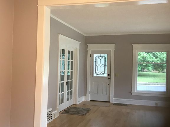 Front door and living room