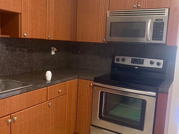 Kitchen with stainless steel appliances