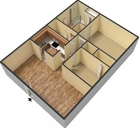 Catalpa East 2 Bedroom Floor plan 3D Catalpa East 2 Bedroom Floor plan 3D