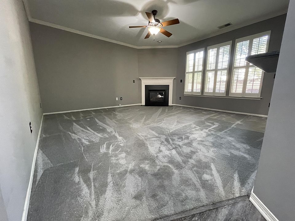 Open living area with fireplace