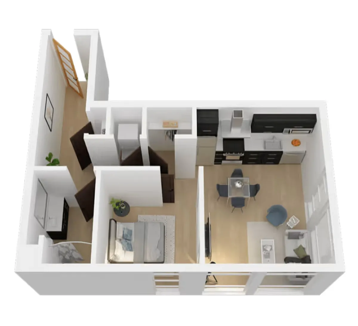Floor plan 1BD, 1BTH C