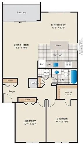 Floor plan 2 Bedroom, 1 Bath - Renovated