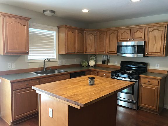 Kitchen with block island