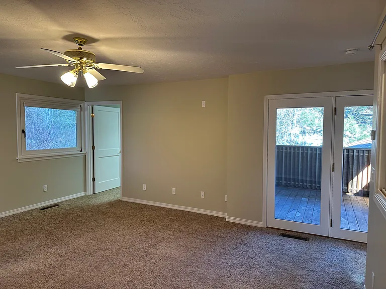Decck and walk-in closet entrances