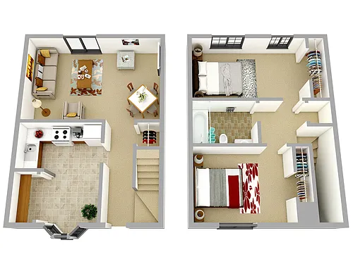 Floor plan 2 Bedroom 1 Bathroom Garden Du