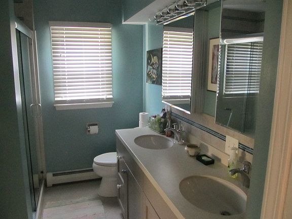 Sandstone vanity and shower