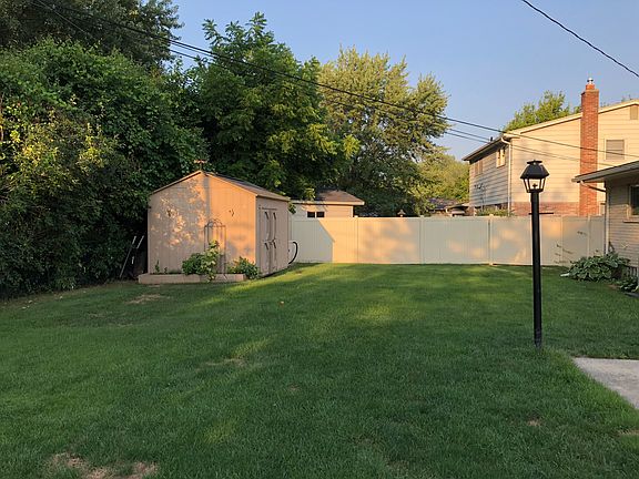 Shed in fenced backyard
