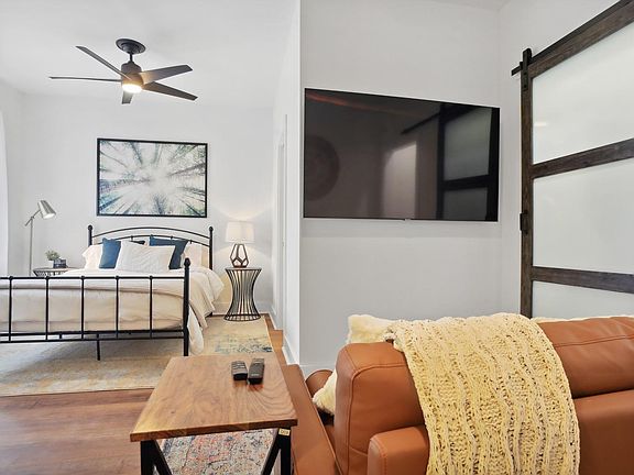 Enjoy the 55" Samsung Smart TV while relaxing in the studio