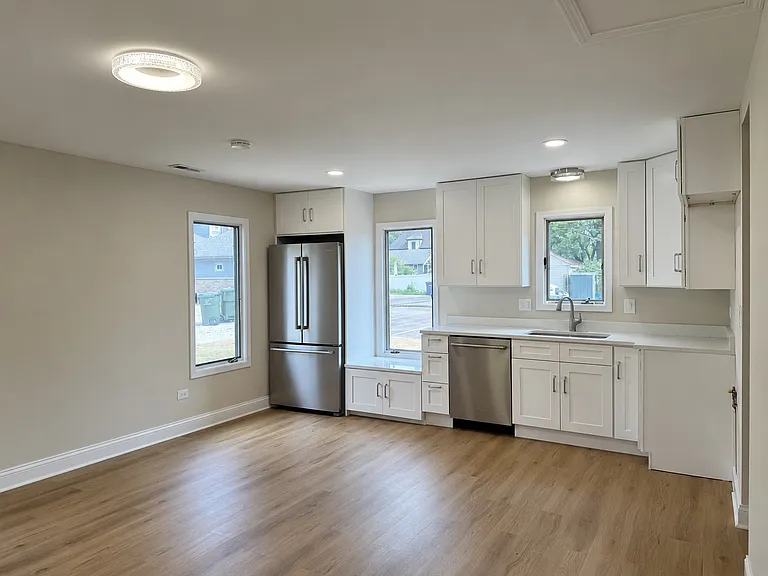 Large open concept kitchen and family room.