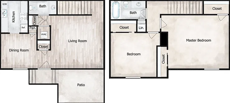 Two Bedroom Town House Floorplan Diagram