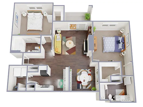 Floor plan 2 Bed, 2 Bath E (80% Income Restricted)