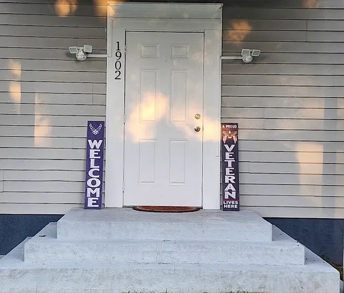 Covered Entrance and Security Lights.