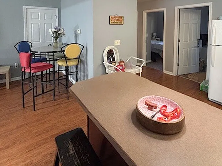 Kitchen bar area looking out