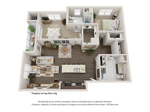 Floor plan B7: 2 Bed 2 Bath
