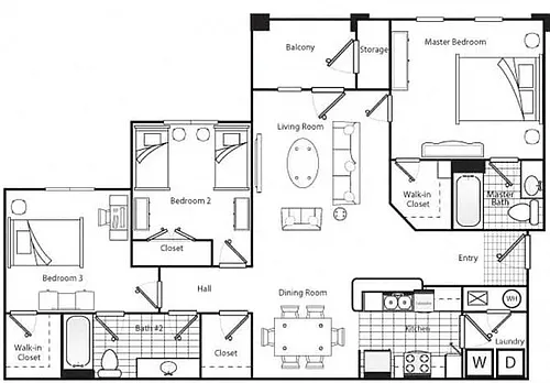 Floor plan Three Bedroom