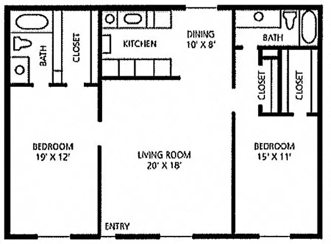 Floor plan 2 bed/2 bath Magnolia