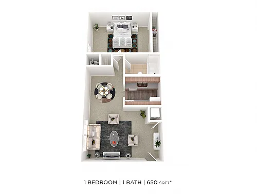 Floor plan One Bedroom- 650 sqft