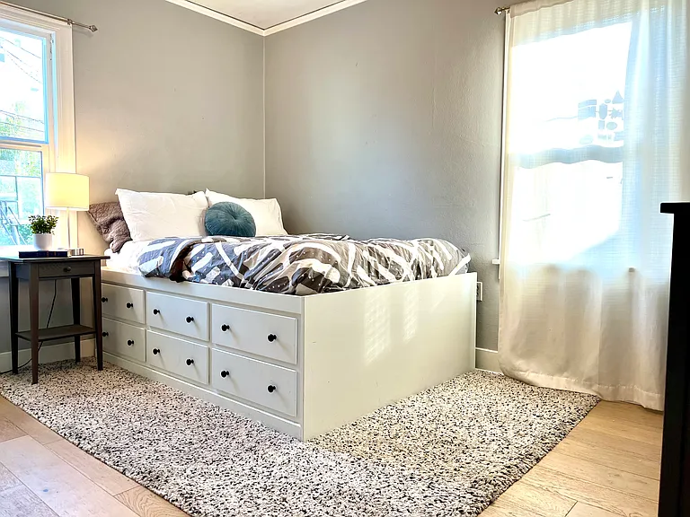 Main level bedroom off of the kitchen and front area.