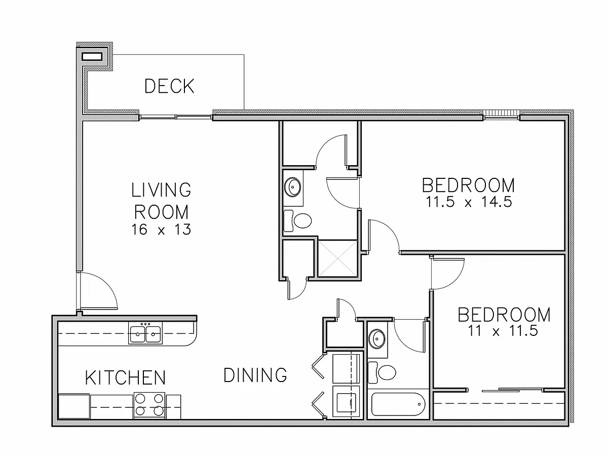 Floor plan 2 Bedroom - Remodeled