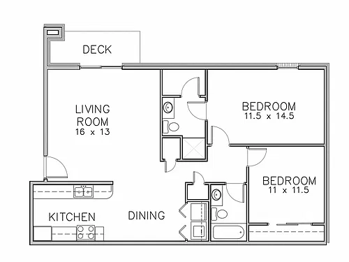 Floor plan 2 Bedroom - Remodeled