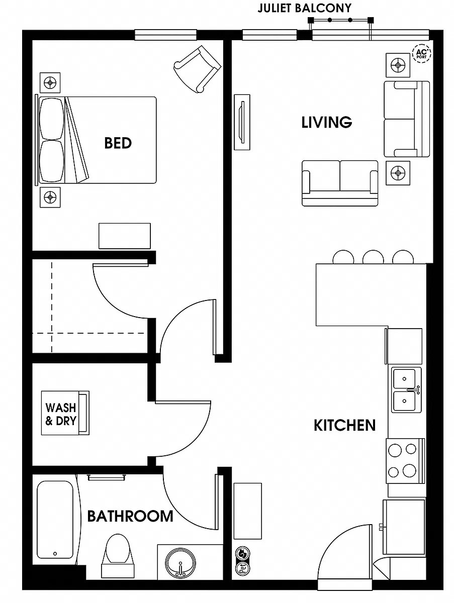 Floor plan One Bedroom A5